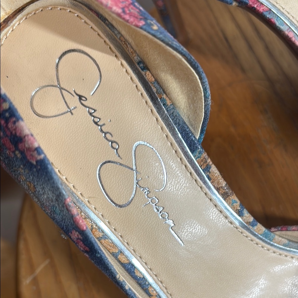 Jessica Simpson Blue and Pink Floral Heels - Picture 2 of 14